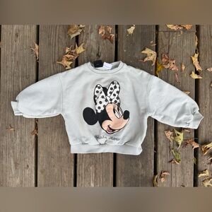 Disney Zara Kids Light Gray Minnie Mouse Sweatshirt